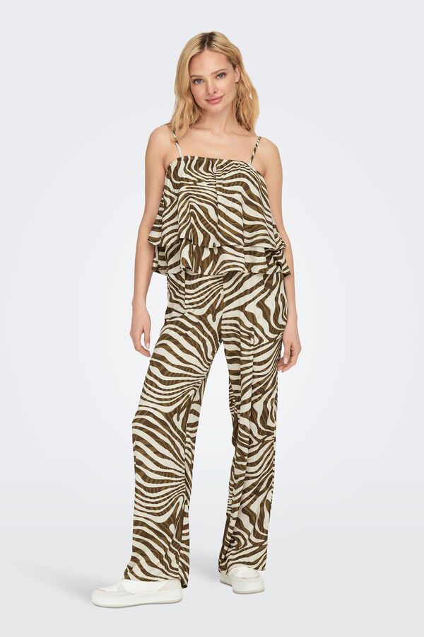 Only Top fluido de tirantes satinado tostado