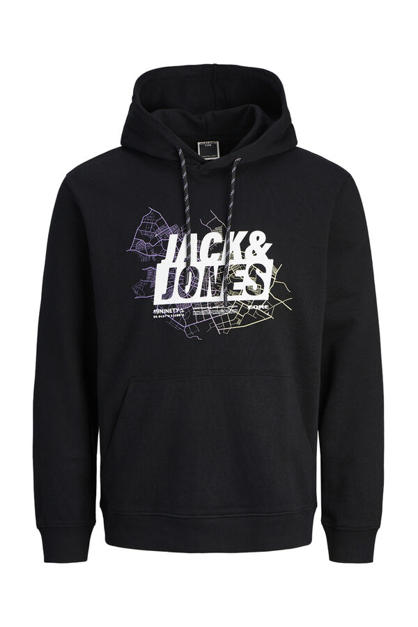 Jack & Jones PLUS Sweatshirt capuz com detalhe estampado PLUS preto