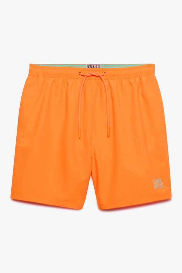 Superdry Ba&ntilde;ador liso b&aacute;sico con logo naranja