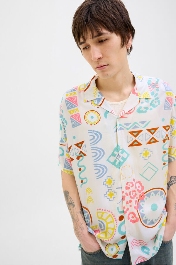 Jack & Jones Camisa relaxed fit estampada blanco