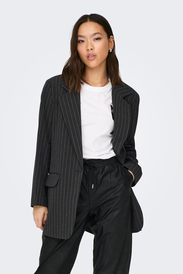 Springfield Blazer oversize com risca diplomática cinza