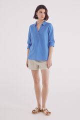 Springfield Shorts de linho com cinto trançado bege