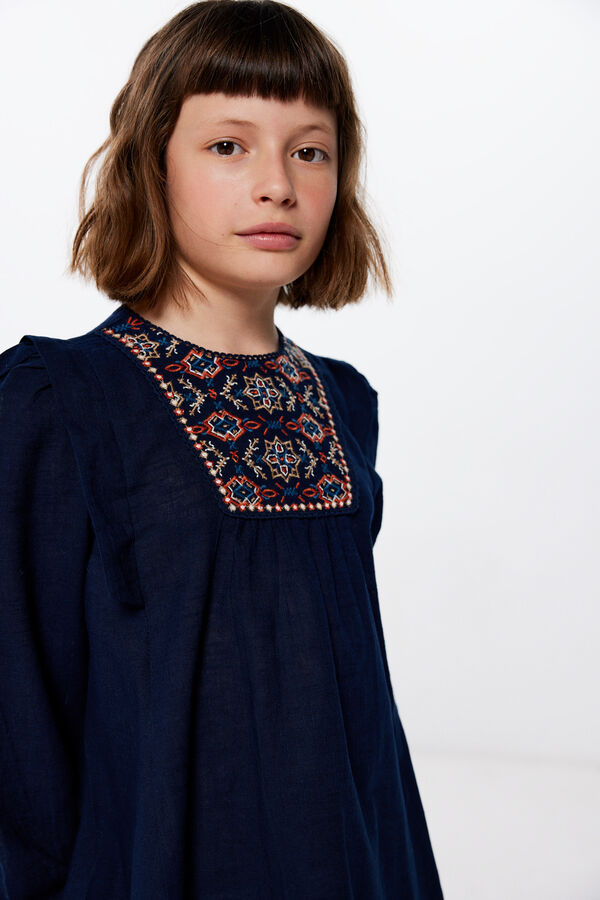 Springfield Kids Vestido bordado menina azul