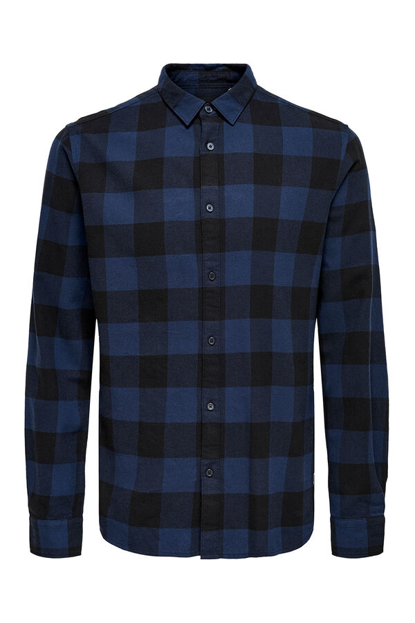 Only & Sons Camisa manga larga cuadros azul