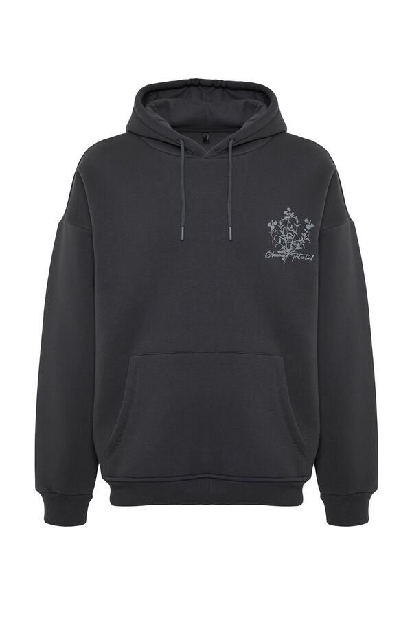 Trendyol Sweatshirt b&aacute;sica sem capuz cinzento