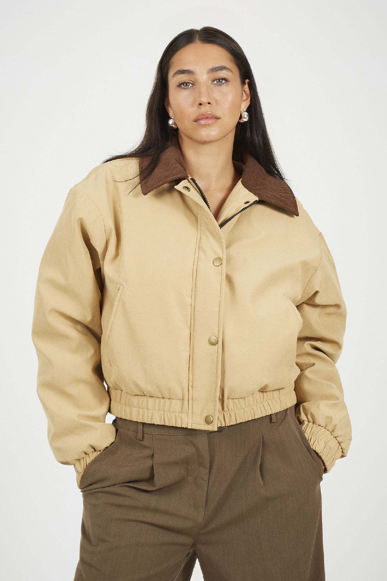 Brave Soul Chaqueta bomber con cuello pana