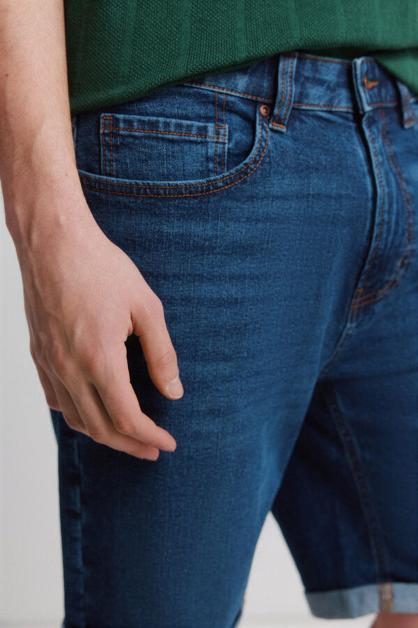 Springfield Bermuda vaquera b&aacute;sica lavado oscuro slim fit azul