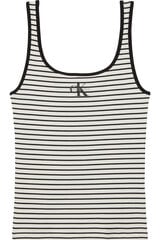 CK Jeans Top de al&ccedil;as &agrave;s riscas branco