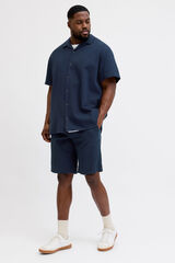 Jack & Jones PLUS Bermuda loose fit em algod&atilde;o azul