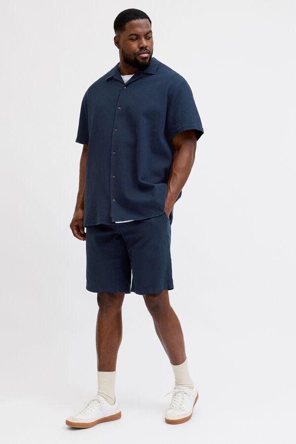 Jack & Jones PLUS Bermuda loose fit em algod&atilde;o azul