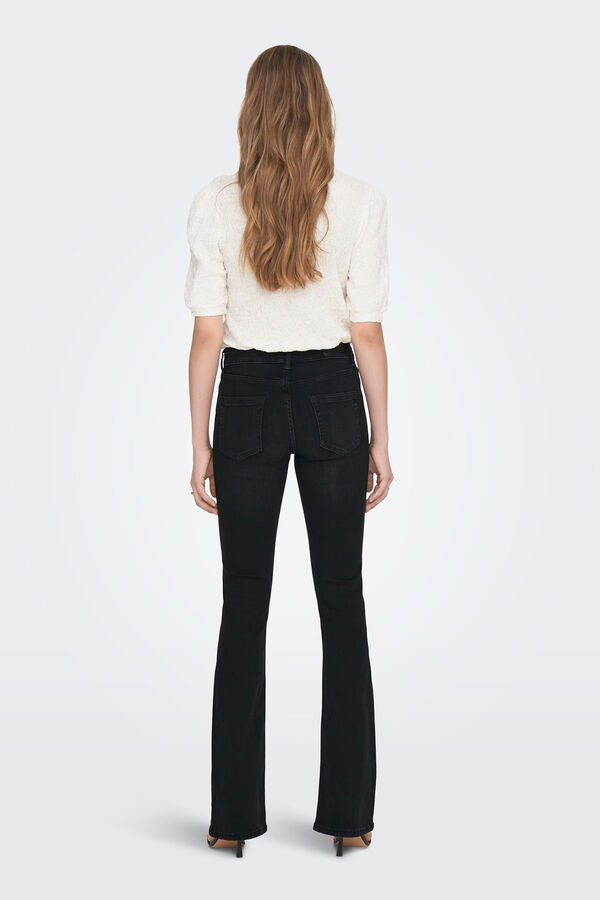 Only Jeans Flare Tiro Alto negro