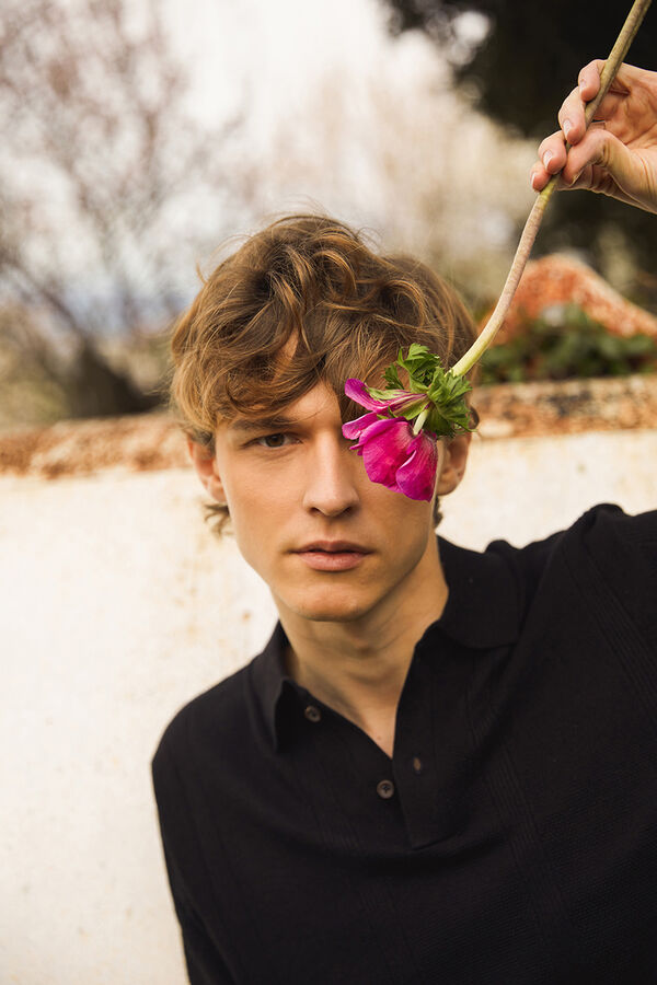 Springfield Pantal&oacute;n lino slim fit negro