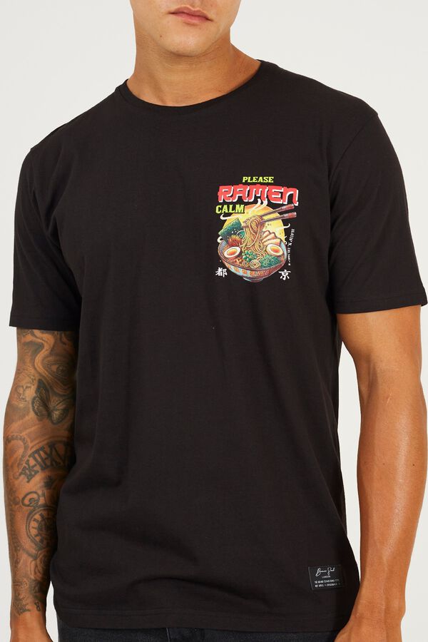 Brave Soul T-shirt de manga curta com estampado oriental preto