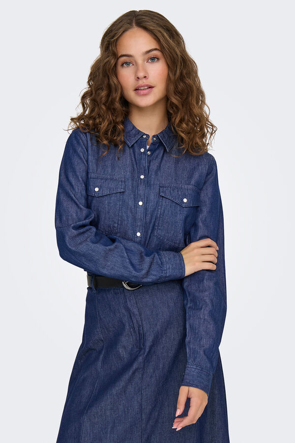JDY Camisa vaquera de manga larga azul