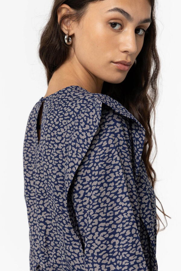 Tiffosi Vestido Estampado con Elástico en Cintura azul