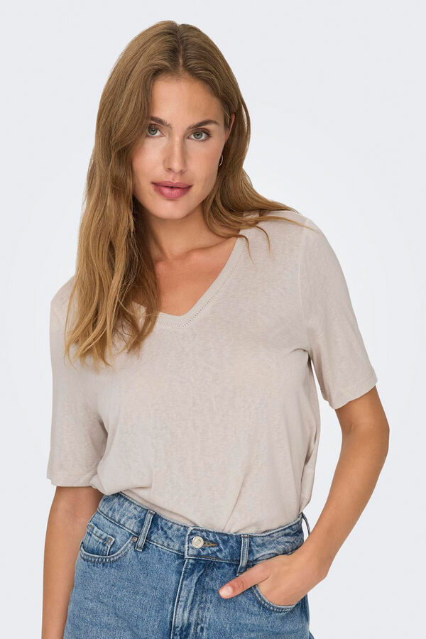 Only Camiseta manga corta regular fit gris