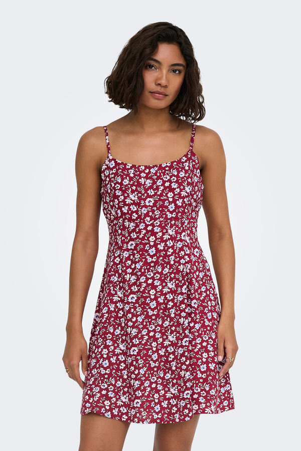 Only Vestido curto estampado floral vermelho