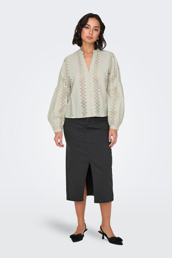 Only Falda midi ajustada de tiro alto negro