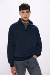 Springfield Sudadera b&aacute;sica cuello camionero azul