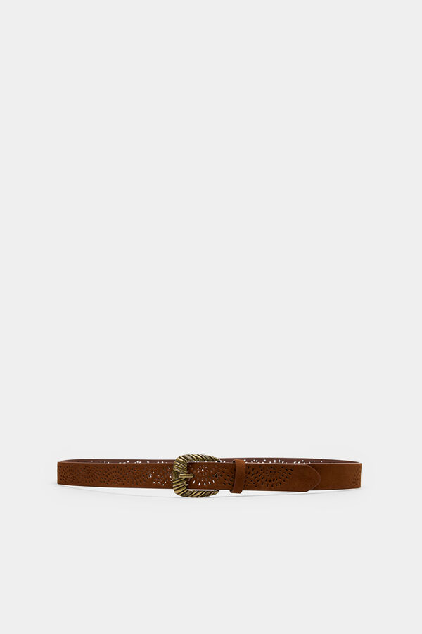 Springfield Cintur&oacute;n hebilla grabada burdeos