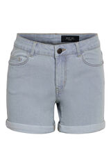 Noisy May Cal&ccedil;a jeans curta com 5 bolsos e detalhe na bainha. azul