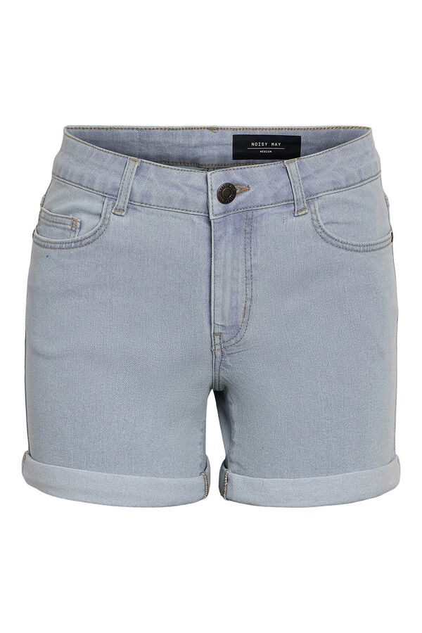 Noisy May Cal&ccedil;a jeans curta com 5 bolsos e detalhe na bainha. azul