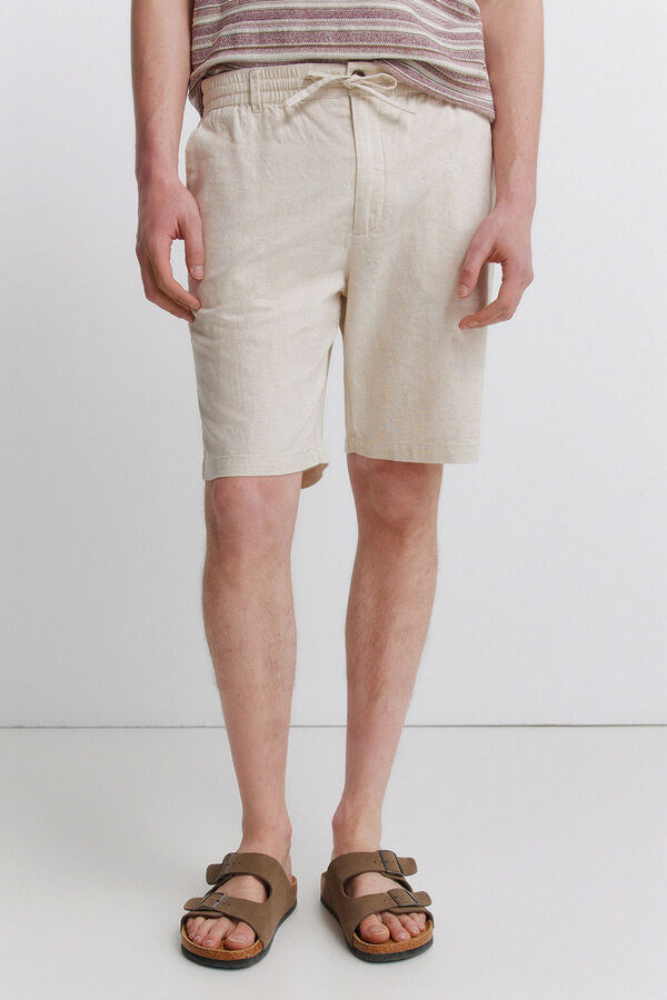 Springfield Bermuda lino comfort slim fit blanco