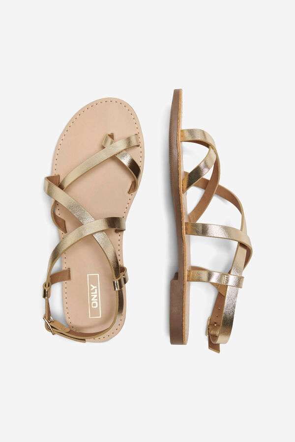 Only Sand&aacute;lias planas cruzadas estampado