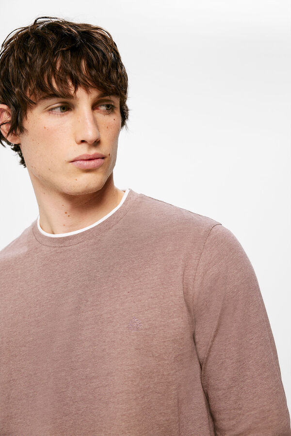 Springfield Camiseta de manga larga doble microraya burdeos