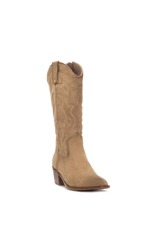 XTI Bota Cowboy Bordado beige