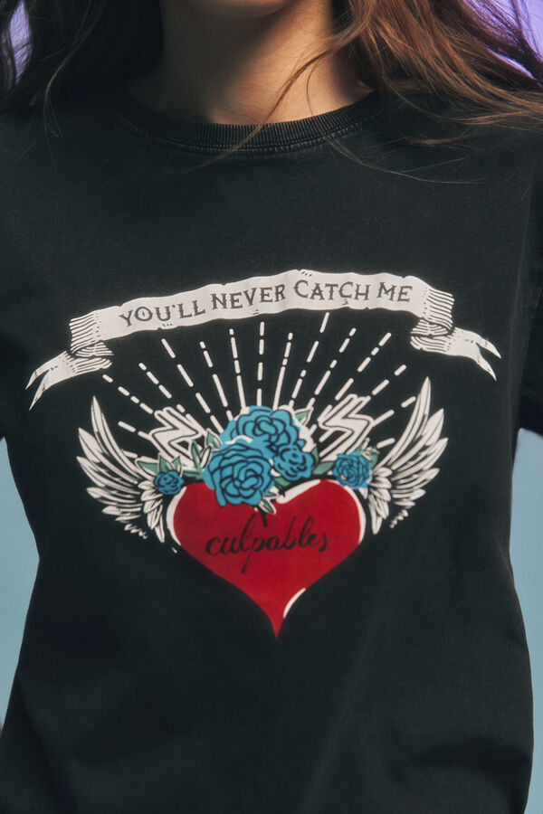 Springfield Camiseta "You´ll never catch me" negro