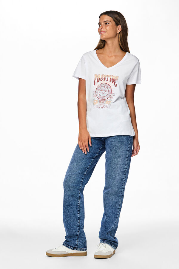 Pieces Camiseta básica con estampado blanco