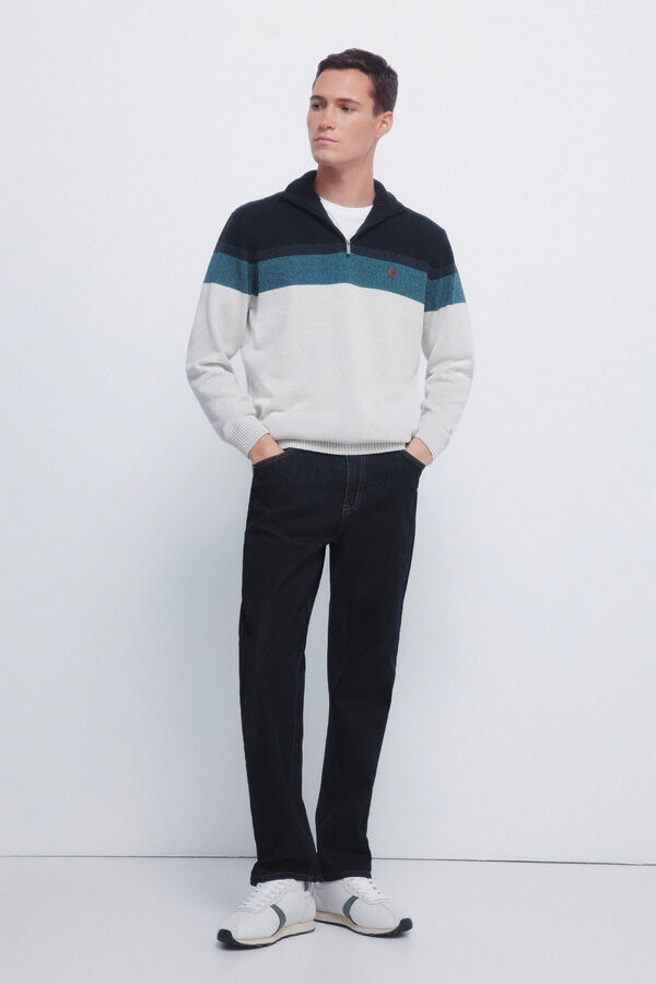 Springfield Jersey cremallera bloque color azul