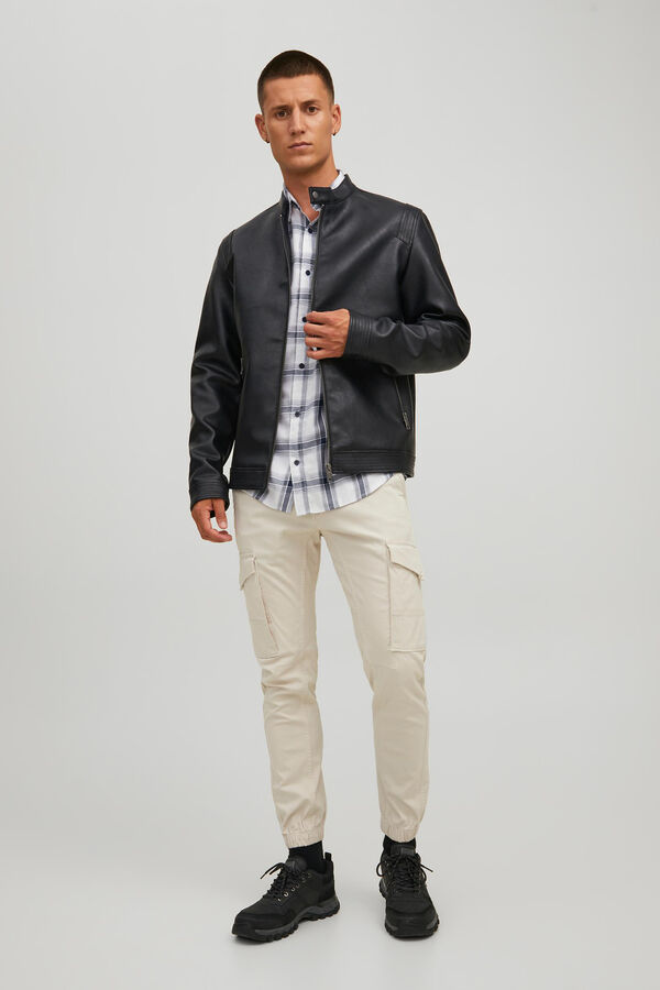 Jack & Jones Chaqueta efecto piel resistente al agua negro