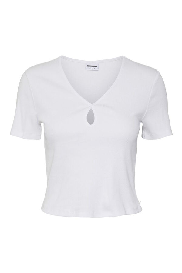 Noisy May T-shirt decote gota branco