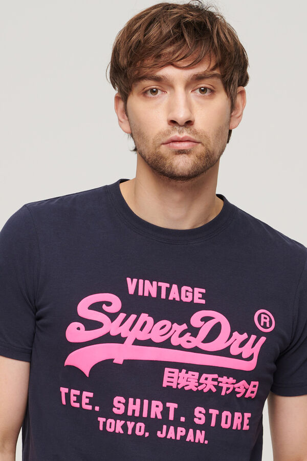 Superdry Camiseta fl&uacute;or con logo Vintage azul