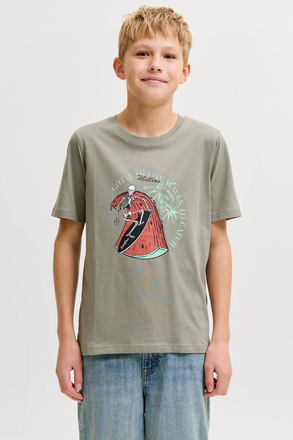 Jack & Jones Junior T-shirt de manga curta estampada cinzento