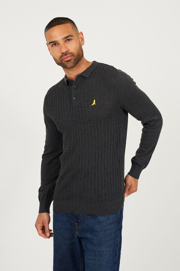 Brave Soul Jersey cuello polo gris