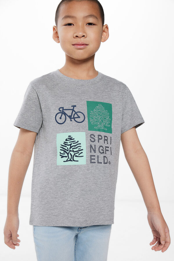 Springfield Kids T-shirt print mosaico menino cinzento