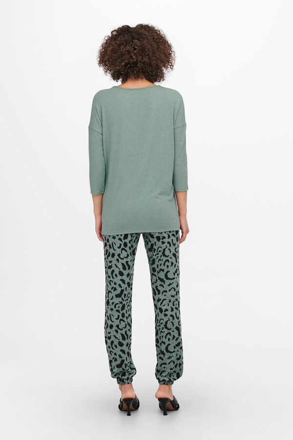 Only Camiseta fluida de manga media verde