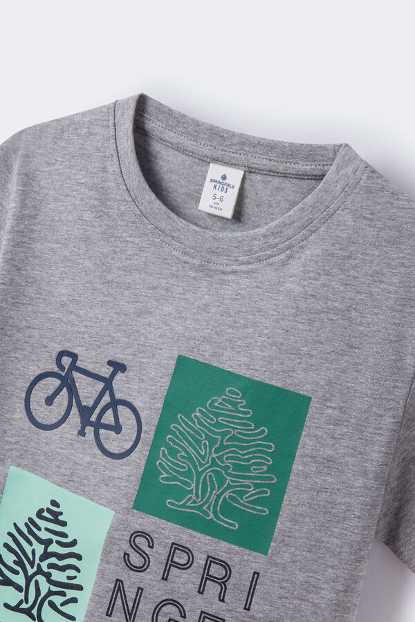 Springfield Kids T-shirt print mosaico menino cinzento