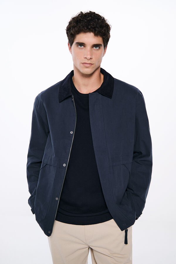 Springfield Parka curta de gola veludo azul