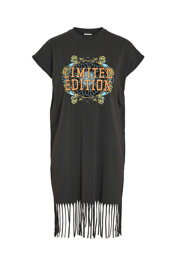 Noisy May Camiseta Vestido Corto Flecos gris