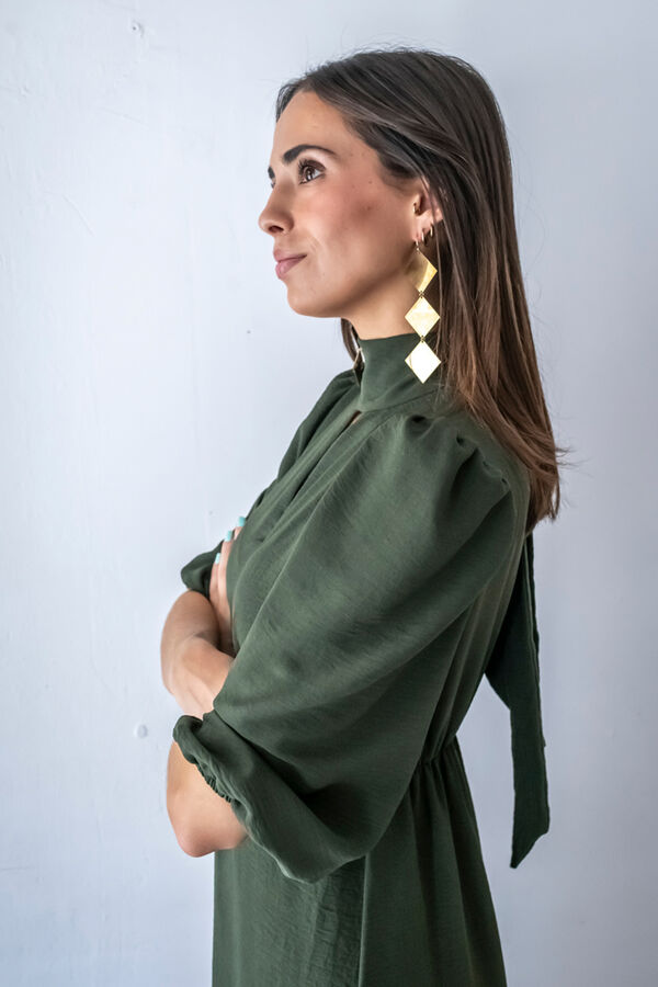 Cul Sac Vestido midi franzido Caqui escuro
