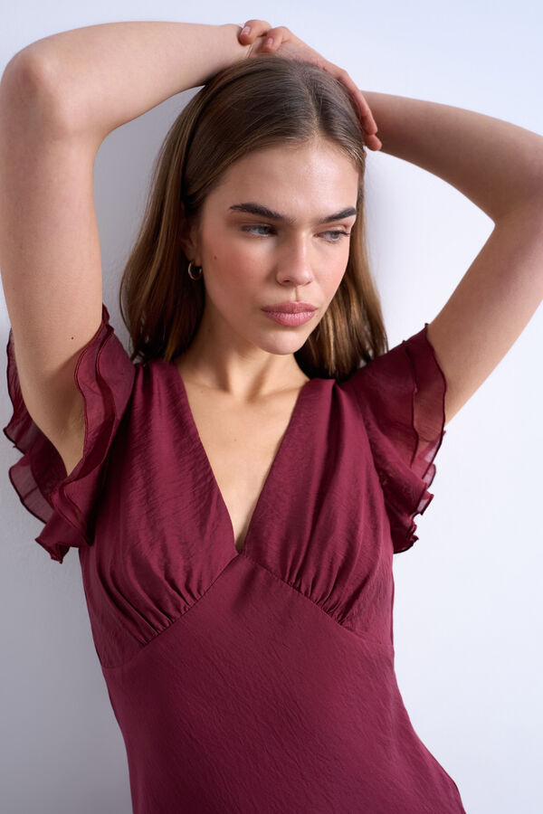 Topshop Vestido comprido gola em bico vermelho