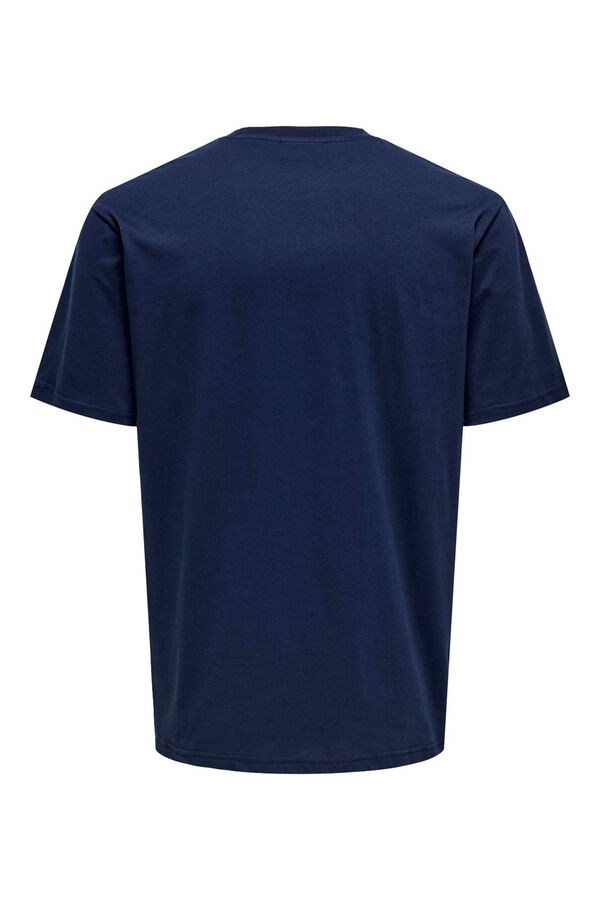 Only & Sons Herren-T-Shirt mit regular fit Passform. 100 % Baumwolle. azul