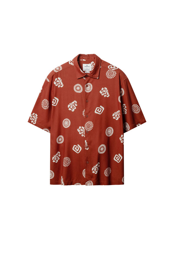 Springfield Camisa de manga curta em viscose estampada vermelho