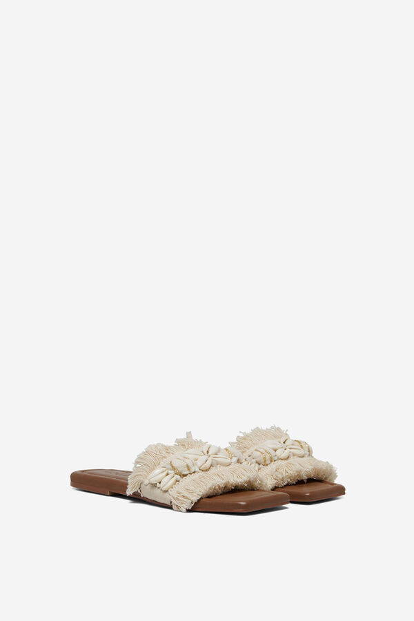 Only Sandalia plana flecos amarillo