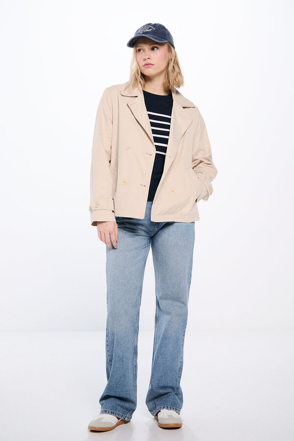 Springfield Gabardina corta doble abotonadura estampado