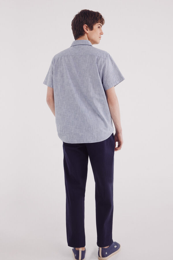 Springfield Calças largas de seersucker azul